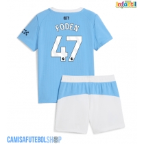 Camisa de time de futebol Manchester City Phil Foden #47 Replicas 1º Equipamento Infantil 2025-26 Manga Curta (+ Calças curtas)